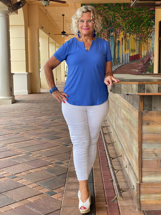 BLUE SHORT SLEEVE TOP LULU-B