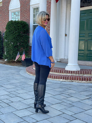 BLUE MESH RUFFLE WRAP LULU-B
