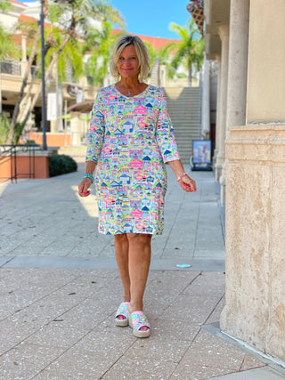 TIKI HUT ESCAPE SLEEVE DRESS LULU-B