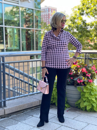 PINK HOUNDSTOOTH RUFFLE - Cathys Place