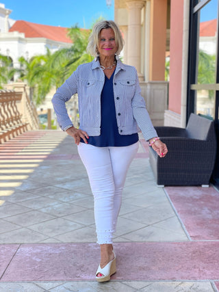 KEY WEST NAVY SEERSUCKER JACKET LULU-B