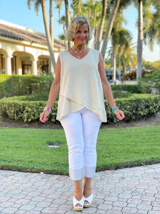 STONE WAFFLE ASYMMETRIC TANK - Cathys Place