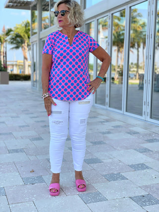 PINK SPADE SHORT SLEEVE TOP - Cathys Place
