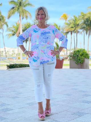 POST CARDS OF LOVE ASYMMETRIC TOP - Cathys Place