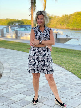 NAUTICAL  LANE COLLAR DRESS - Cathys Place