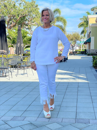 WHITE LONG WAFFLE SLEEVE - Cathys Place