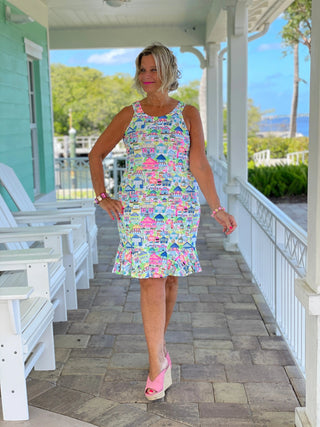 TIKI ESCAPE HALTER RUFFLE DRESS LULU-B