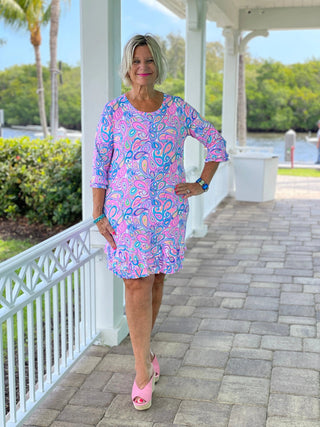 CAROLINA PAISLEY RUFFLE SLEEVE DRESS LULU-B