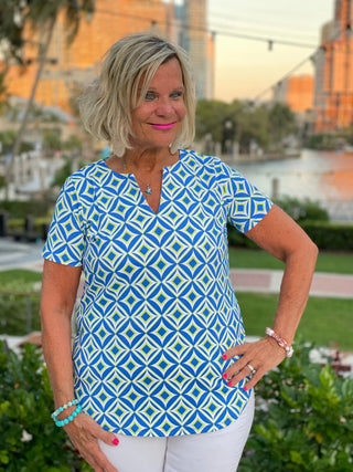 AQUA DIAMONDS SHORT SLEEVE LULU-B