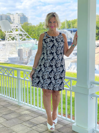 NAUTICAL LANE HALTER DRESS - Cathys Place