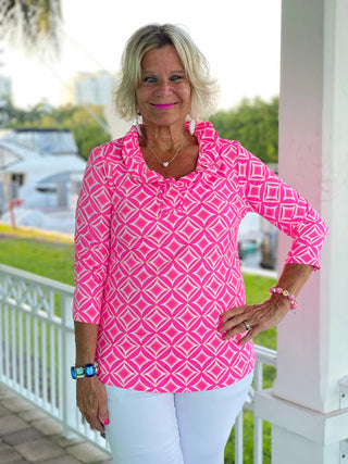 PINK DIAMONDS RUFFLE TOP LULU-B