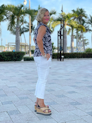 NAUTICAL LANE SLEEVELESS RUFFLE - Cathys Place