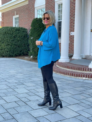 SKY BLUE MESH RUFFLE WRAP LULU-B