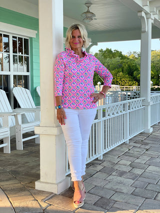 PALM TREE SIESTA RUFFLE TOP LULU-B