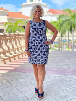BRIGHTEN BLUE SHIFT DRESSS - Cathys Place