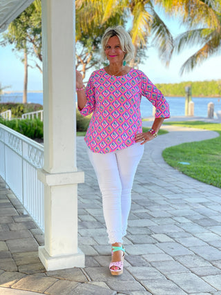 PALM TREE SIESTA ASYMMETRIC TOP LULU-B