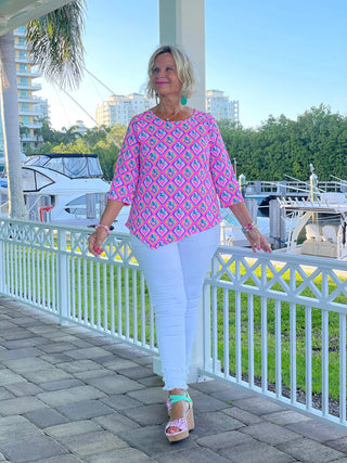 PALM TREE SIESTA ASYMMETRIC TOP LULU-B