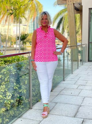 PINK DIAMONDS SLEEVELESS RUFFLE LULU-B