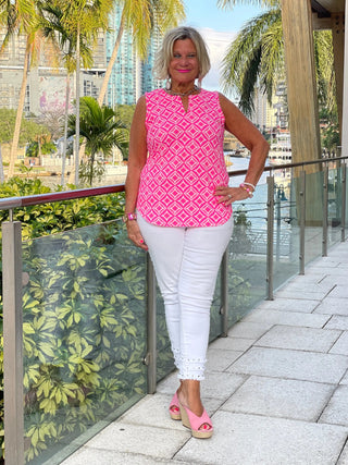 PINK DIAMONDS SLEEVELESS V NECK LULU-B