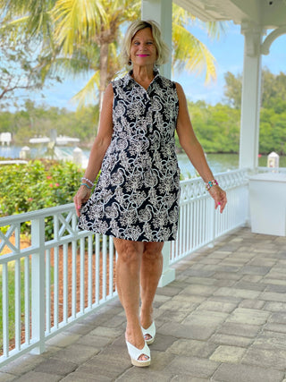 NAUTICAL LANE COLLAR DRESS - Cathys Place