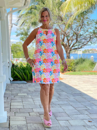 PALM BEACH GARDEN KEYHOLE DRESS - Cathys Place
