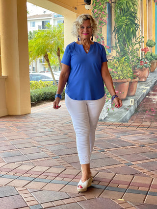 BLUE SHORT SLEEVE TOP LULU-B
