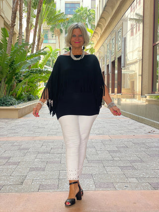BLACK FRINGE TOP Cathys Place