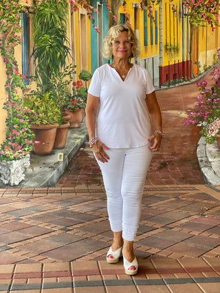 WHITE SHORT SLEEVE TOP LULU-B