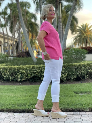 PINK WAFFLE SHORT SLEEVE - Cathys Place