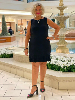 SIERRA BLACK SHIFT RUFFLE DRESS - Cathys Place