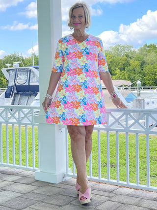 [PALM BEACH GARDEN ELBOW SLEEVE DRESS - Cathys Place