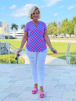 PINK SPADE SHORT SLEEVE TOP - Cathys Place