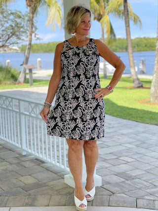 NAUTICAL LANE HALTER DRESS - Cathys Place