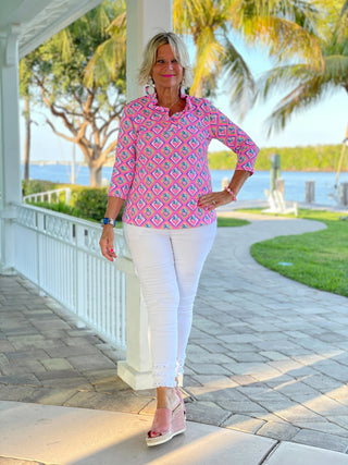 PALM TREE SIESTA RUFFLE TOP LULU-B