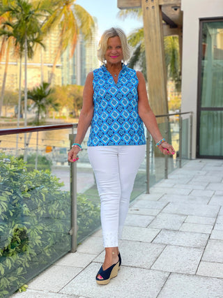 BAHAMA BLUE SLEEVELESS ZIPPER LULU-B