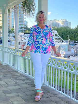 SECRET LOVE HEARTS V NECK LULU-B