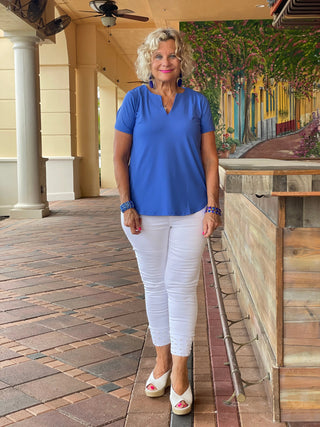 BLUE SHORT SLEEVE TOP LULU-B