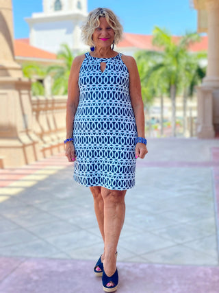 MELINA BLUE KEYHOLE DRESS LULU-B