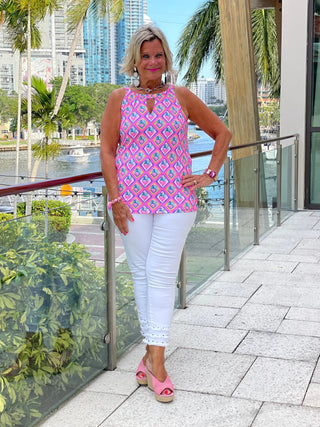 PALM TREE SIESTA KEYHOLE TOP LULU-B