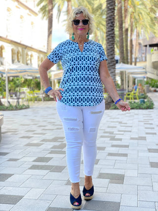 MELINA BLUE SHORT SLEEVE - Cathys Place