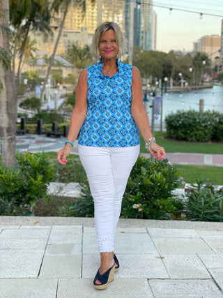 BAHAMA BLUE TURTLE SLEEVELESS RUFFLE LULU-B