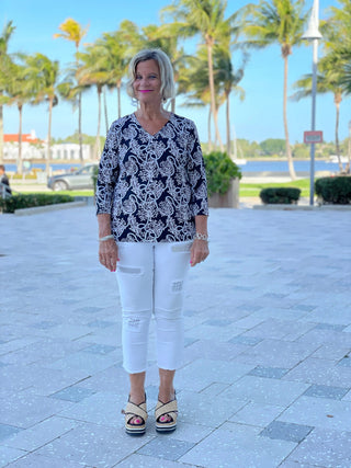 NAUTICAL LANE V-NECK TOP - Cathys Place