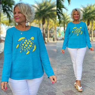 AQUA TURTLE SWEATER LULU-B