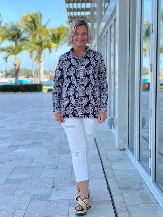 NAUTICAL LANE ZIPPER TOP - Cathys Place