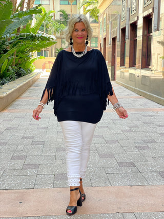 BLACK FRINGE TOP Cathys Place