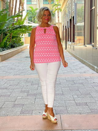 CANDY PINK KEYHOLE TOP LULU-B