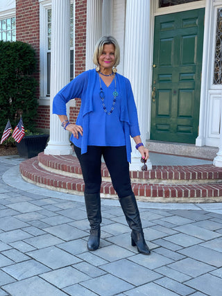 BLUE MESH RUFFLE WRAP LULU-B