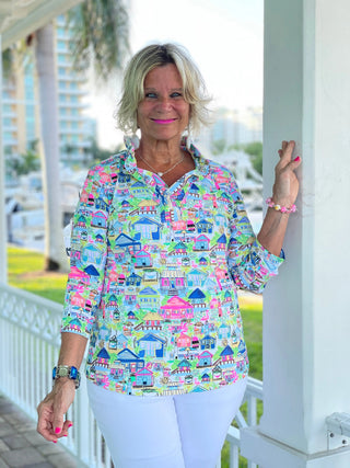 TIKI ESCAPE RUFFLE TOP LULU-B