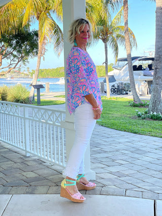 CAROLINA PAISLEY ASYMMETRIC TOP LULU-B