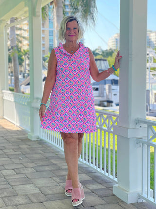 PALM TREE SIESTA RUFFLE DRESS LULU-B